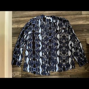Calvin Klein Snakeskin Pattern Button Down Blouse